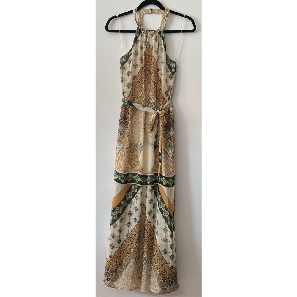 Bar III Halter Neck Belted Maxi Dress